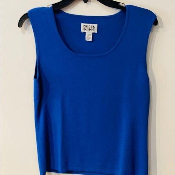 Chico’s Design Blue Timeless Scoop Neck Sz S - Picture 1 of 3